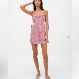 For Love And Lemons Pink Slip Mini Dress Spaghetti Strap